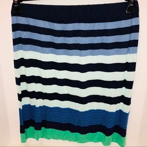 LOFT Navy Striped Cotton Skirt